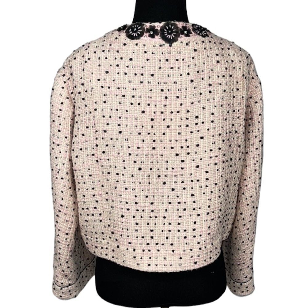Moschino Light Pink Textured Tweed Cropped Jacket Suit Blazer with Bling… - Picture 8 of 15